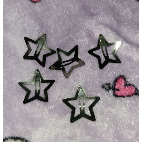 5 Silver Metal Gothic Star Hairclips Hair Accessory Girly Cutecore Alternative - Picture 1 of 5